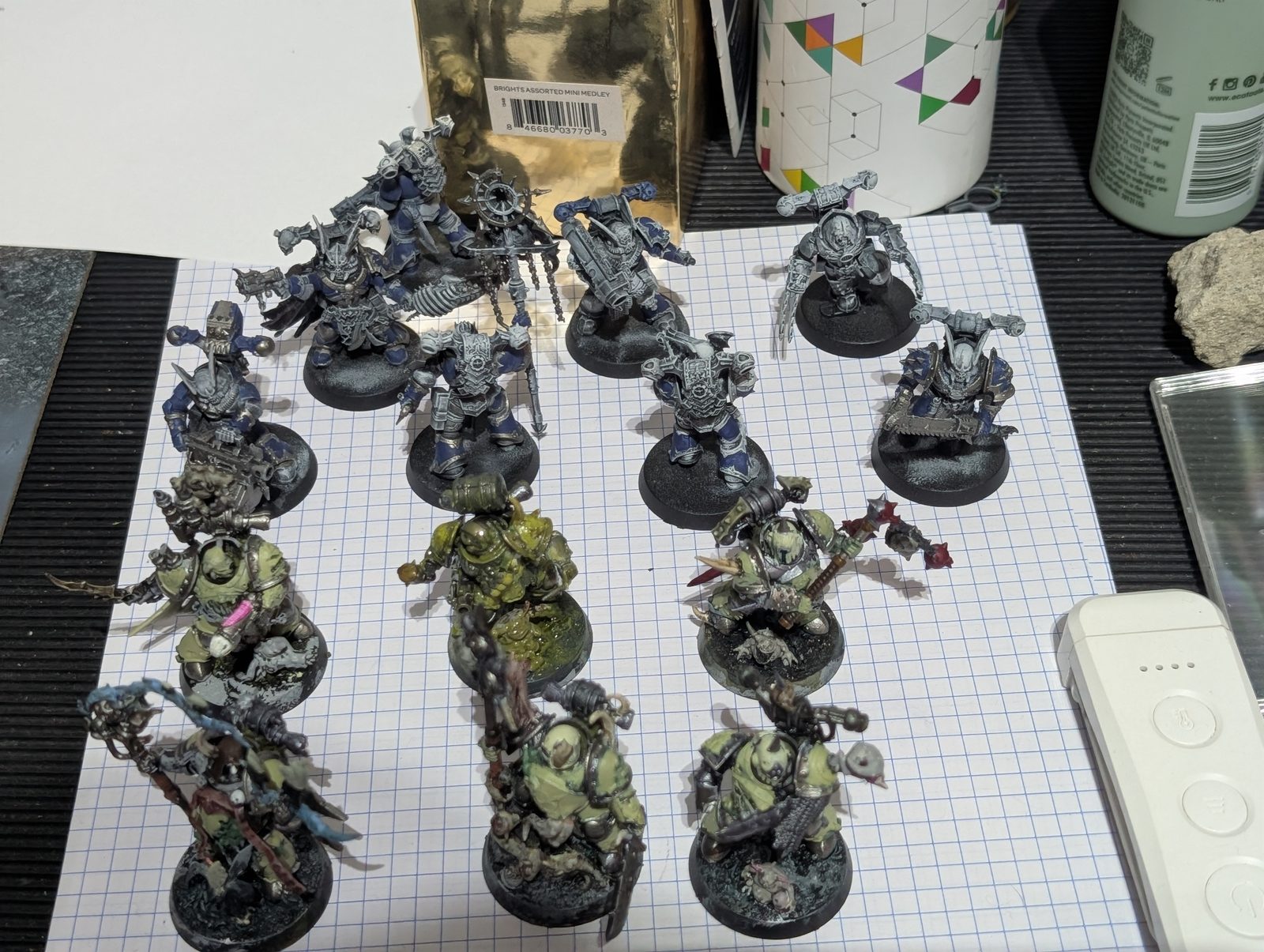 A freshly painted warband on the paint mat