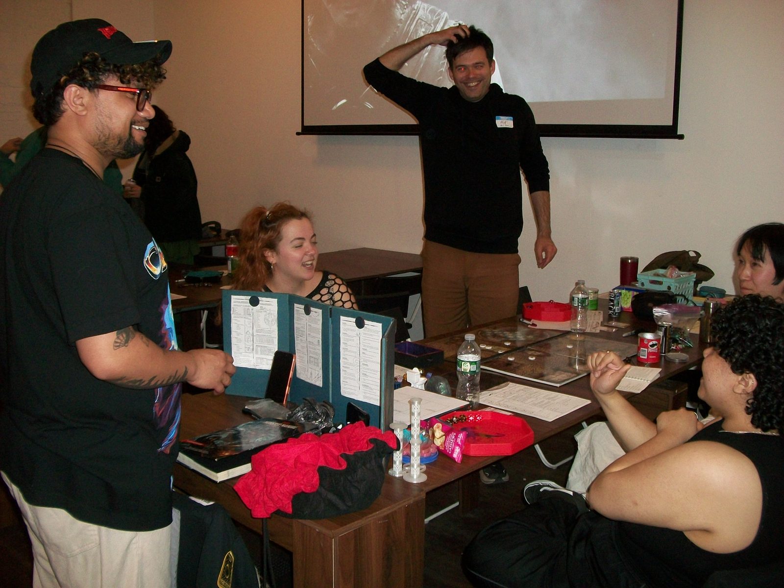 Players mid-session at a roleplaying table